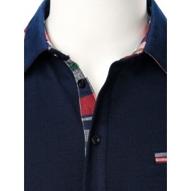 Men Contrast Plaid Polo Shirt