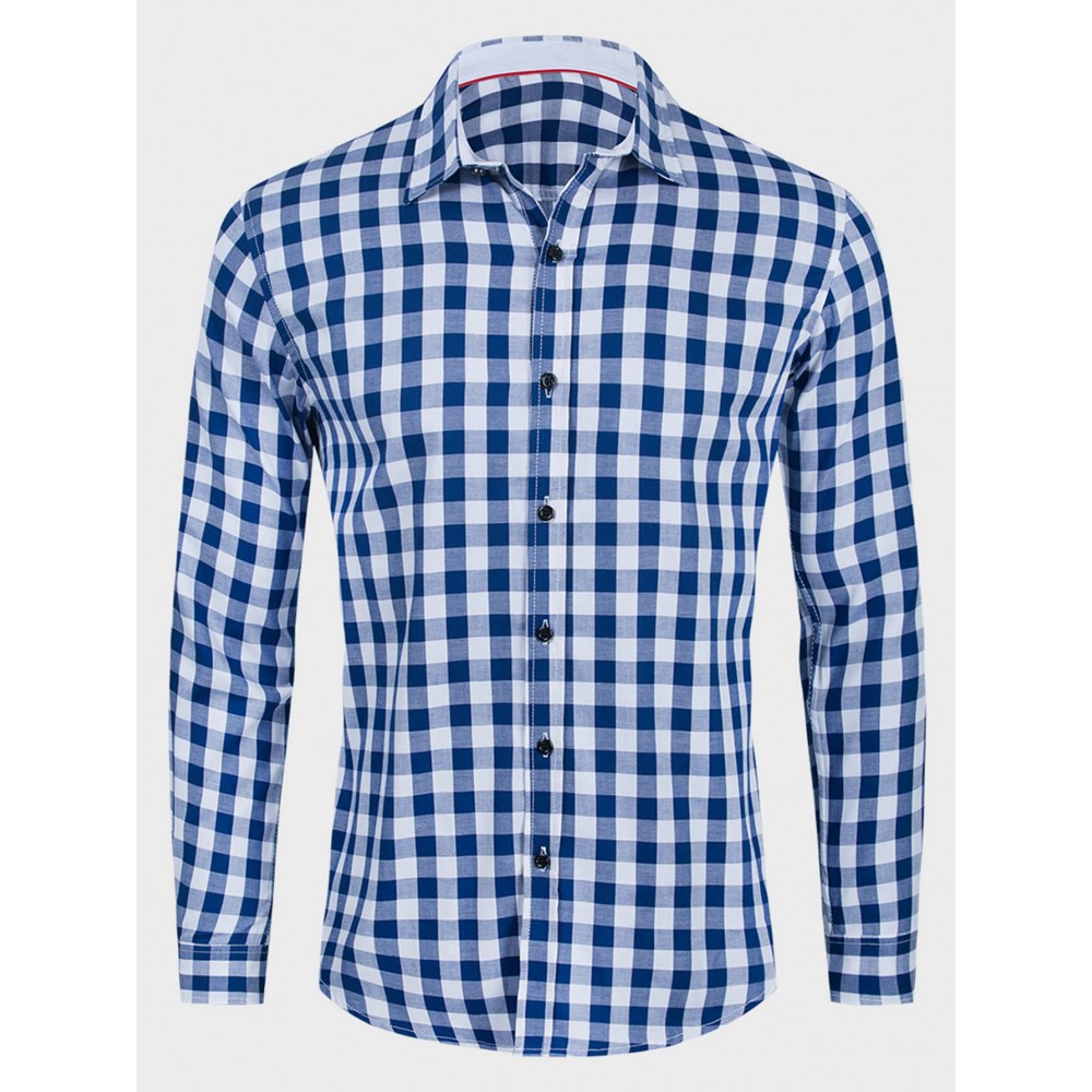 Men Gingham Button Through Shirt