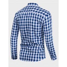 Men Gingham Button Through Shirt