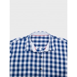 Men Gingham Button Through Shirt