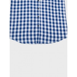 Men Gingham Button Through Shirt