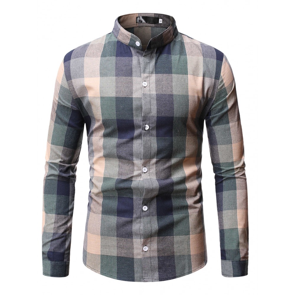 Men Plaid Button Up Shirt