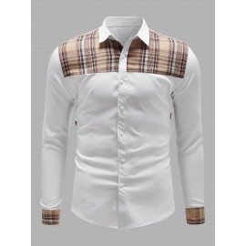 Men Contrast Plaid Button Through Shirt