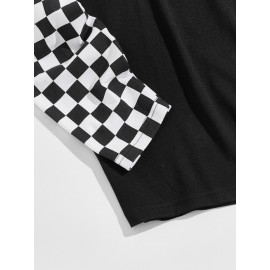 Men Checkerboard Print Sleeve Tee