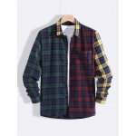 Men Tartan Color Block Pocket Front Shirt Without Tee