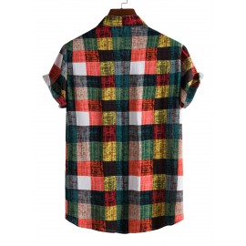 Men Plaid Print Button Front Shirt