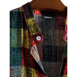 Men Plaid Print Button Front Shirt