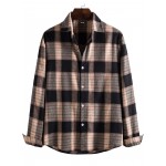 Men Plaid Print Curved Hem Shirt