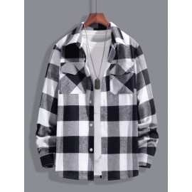 Men 1pc Buffalo Plaid Shirt