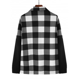 Men Buffalo Plaid Print Pocket Patched Shirt