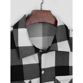 Men Buffalo Plaid Print Pocket Patched Shirt