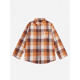 Men 1pc Plaid Pocket Detail Button Through Shirt