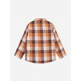 Men 1pc Plaid Pocket Detail Button Through Shirt