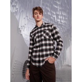 Men Tartan Print Pocket Front Shirt