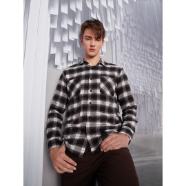 Men Tartan Print Pocket Front Shirt