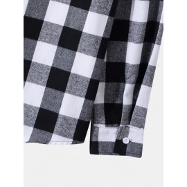 Men Plaid Button Through Hooded Shirt