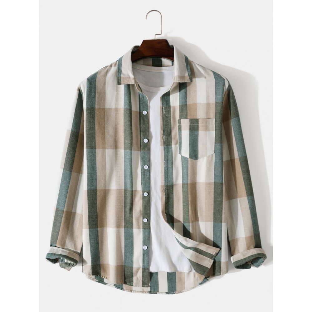 Men Plaid Pocket Front Shirt Without Tee