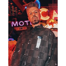 Men Plaid Patched Detail Drop Shoulder Shirt