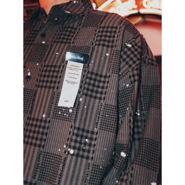 Men Plaid Patched Detail Drop Shoulder Shirt