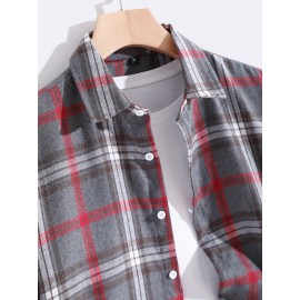 Men Tartan Button Up Shirt