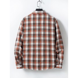 Men Plaid Print Button Front Shirt