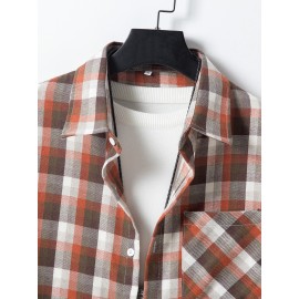 Men Plaid Print Button Front Shirt