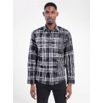 Men Plaid Print Curved Hem Shirt