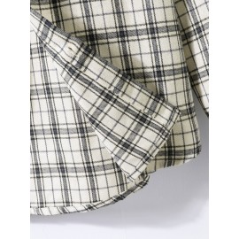 Men Plaid Letter Patched Detail Shirt Without Pullover