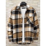 Men Plaid Patched Pocket Coat Without Tee