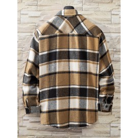 Men Plaid Patched Pocket Coat Without Tee