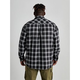 Extended Sizes Men Plaid Print Shirt