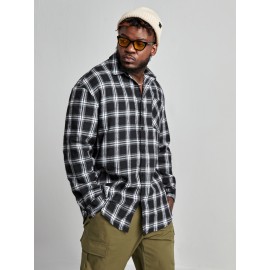 Extended Sizes Men Plaid Print Shirt