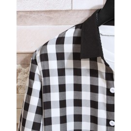 Men 1pc Gingham Print Button Front Shirt