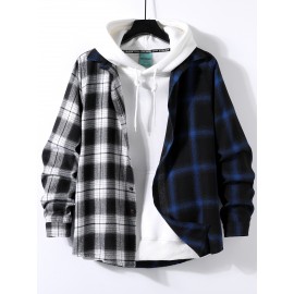 Men Plaid Colorblock Shirt Without Hoodie