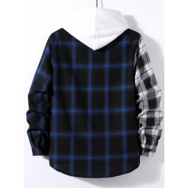 Men Plaid Colorblock Shirt Without Hoodie