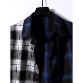 Men Plaid Colorblock Shirt Without Hoodie