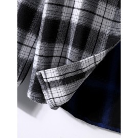 Men Plaid Colorblock Shirt Without Hoodie