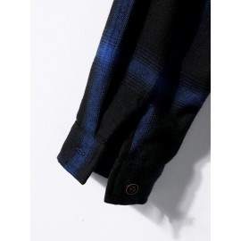 Men Plaid Colorblock Shirt Without Hoodie