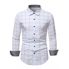 Men Grid Print Button Up Shirt