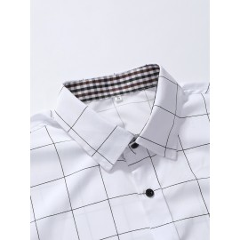 Men Grid Print Button Up Shirt