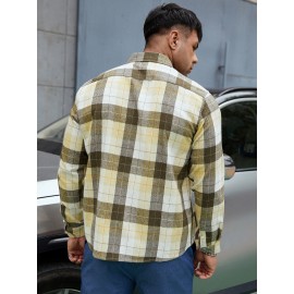 Extended Sizes Men Plaid Print Shirt