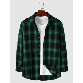 Men Plaid Print Button Front Shirt Without Tee