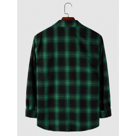 Men Plaid Print Button Front Shirt Without Tee