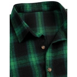 Men Plaid Print Button Front Shirt Without Tee