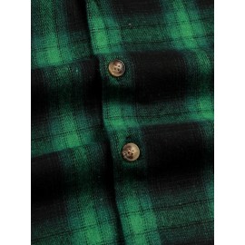 Men Plaid Print Button Front Shirt Without Tee