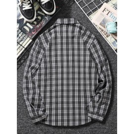 Men Letter And Plaid Print Shirt