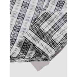 Men Letter And Plaid Print Shirt