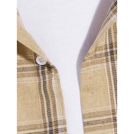 Men Plaid Hooded Shirt Without Tee