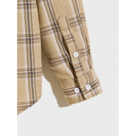 Men Plaid Hooded Shirt Without Tee