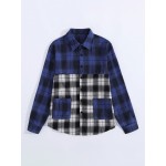 Men Colorblock Tartan Dual Pocket Shirt